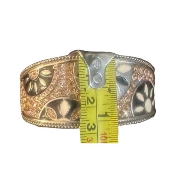 Vintage Crystal Rhinestone Clamper Bracelet Silver Tone Light Pink Boho Art Deco - Picture 4 of 6